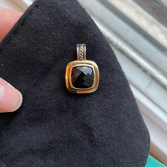 David Yurman 20mm Black Onyx Enhancer Pendant Sterling Silver 18k Gold - Picture 10 of 13